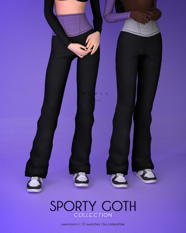 Alpha Sweatpants Sporty Goth Collection by luxysims - The Sims 4 Custom Content