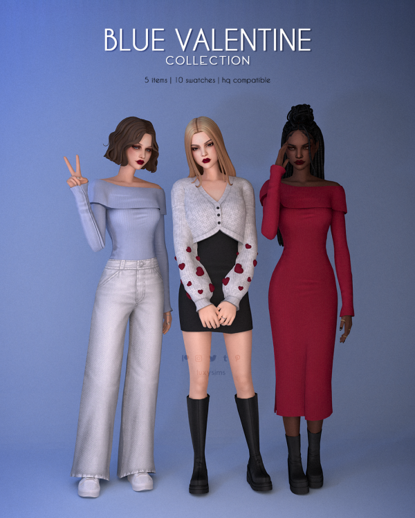 Mix Blue Valentine Collection Complete by luxysims - The Sims 4 Custom Content