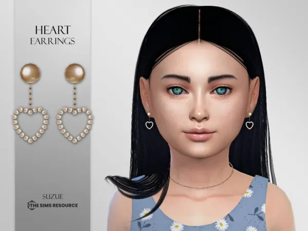 Mix Heart Earrings Child by simsfinds - The Sims 4 Custom Content