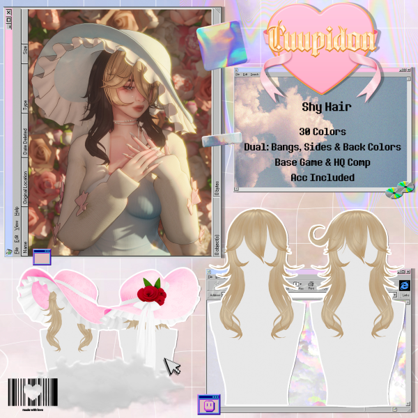 Mix cuupidon shy hair by missme12 - The Sims 4 Custom Content