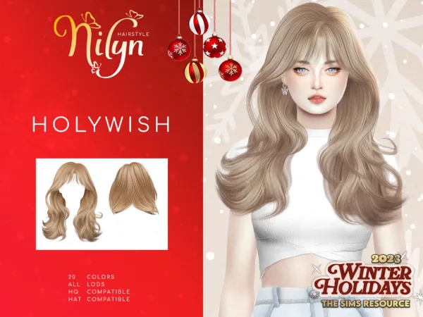 Alpha HOLYWISH HAIR by simsfinds - The Sims 4 Custom Content