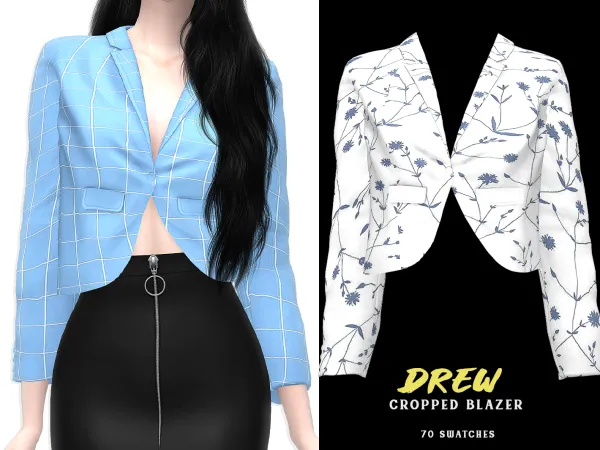 Mix Drew Cropped Blazer by grafity-cc - The Sims 4 Custom Content