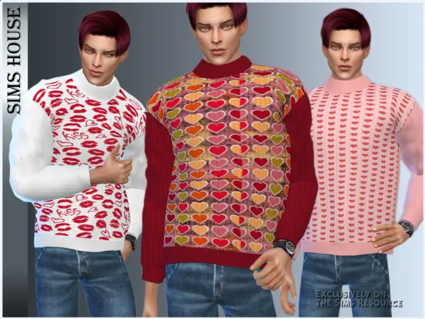 Alpha MEN'S SWEATER VALENTINE - The Sims 4 Custom Content