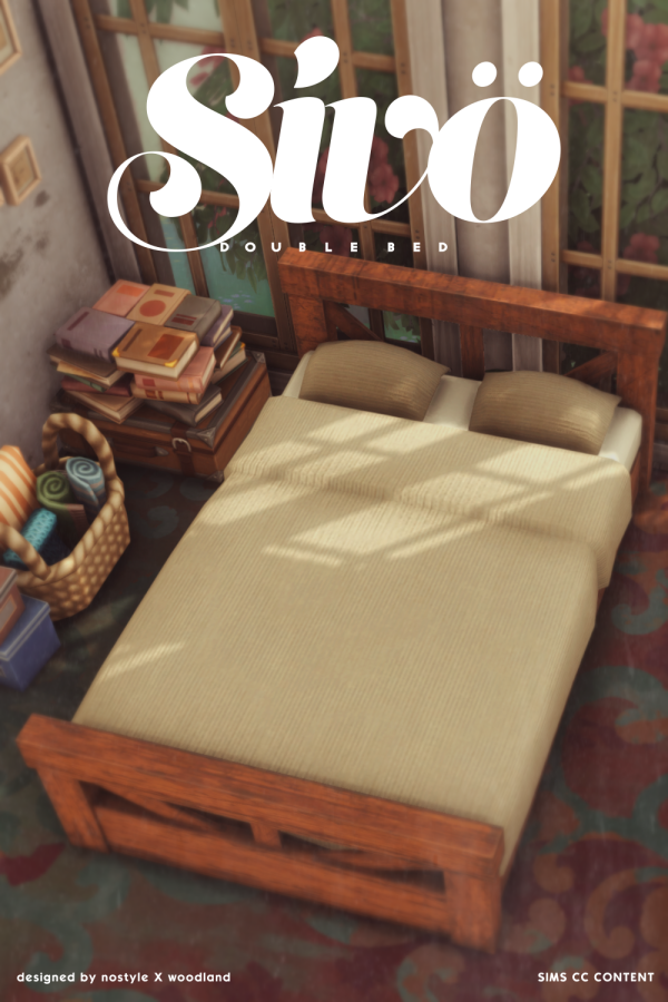 Mix Sivö Double Bed by simsfinds - The Sims 4 Custom Content