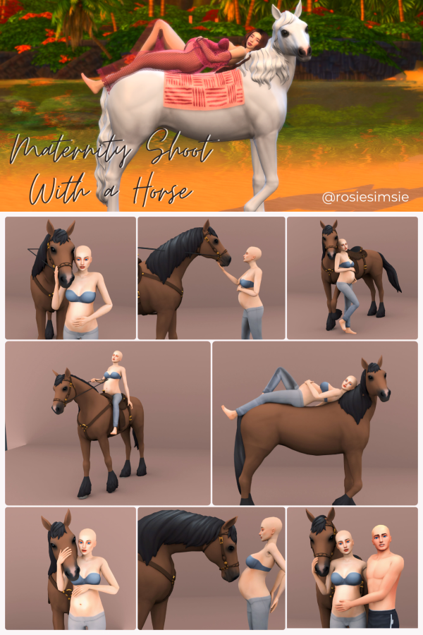 Mix Posepack Maternity Shoot With a Horse by simsfinds - The Sims 4 Custom Content