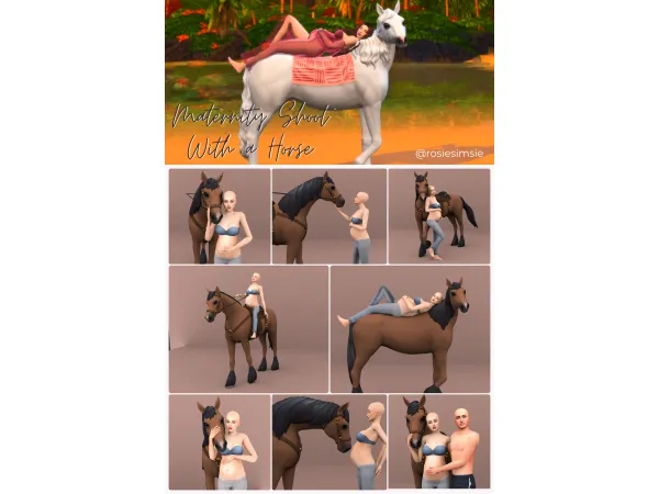 Mix Posepack Maternity Shoot With a Horse by Rosiesimsie - The Sims 4 Custom Content