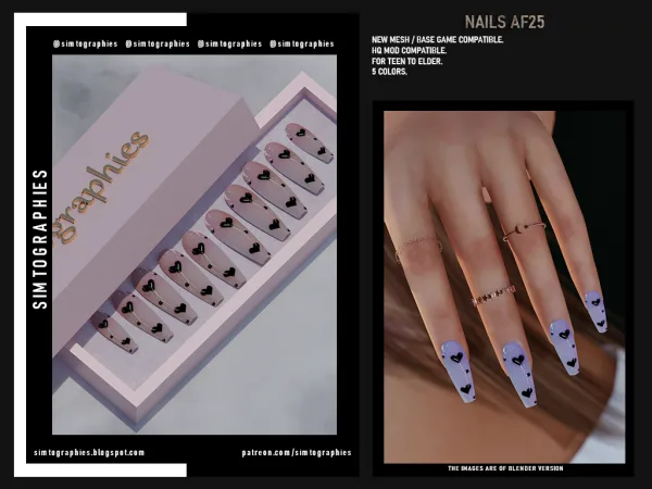 Alpha Nails AF25 - The Sims 4 Custom Content