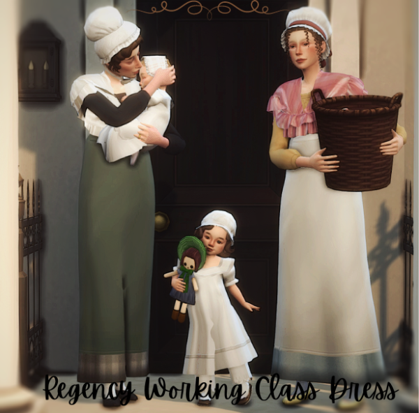 Maxis Match My Fair Lady Regency Era Working Class Dress by simsfinds - The Sims 4 Custom Content