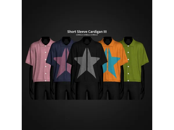 Alpha Short Sleeve Cardigan III by gorillax3 - The Sims 4 Custom Content