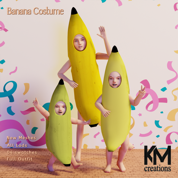 Mix [KM] Banana Costume by kmcreations_ts4 - The Sims 4 Custom Content