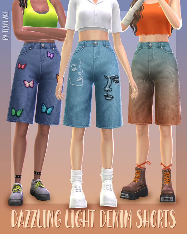 Maxis Match Dazzling Light Denim Shorts by simsfinds - The Sims 4 Custom Content