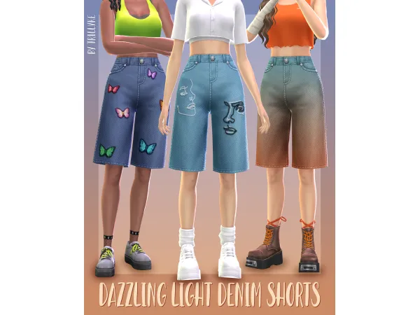 Maxis Match Dazzling Light Denim Shorts by trillyke - The Sims 4 Custom Content