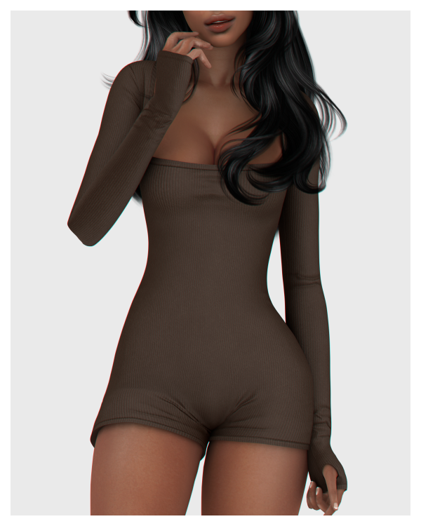 Alpha Sophie Long Sleeves Romper by simsfinds - The Sims 4 Custom Content