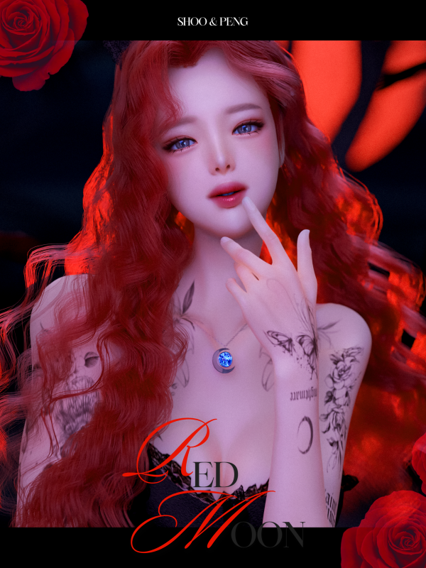 Mix [PXS]Ppeng Tattoo N023 Red Moon Tattoo HQ by simsfinds - The Sims 4 Custom Content