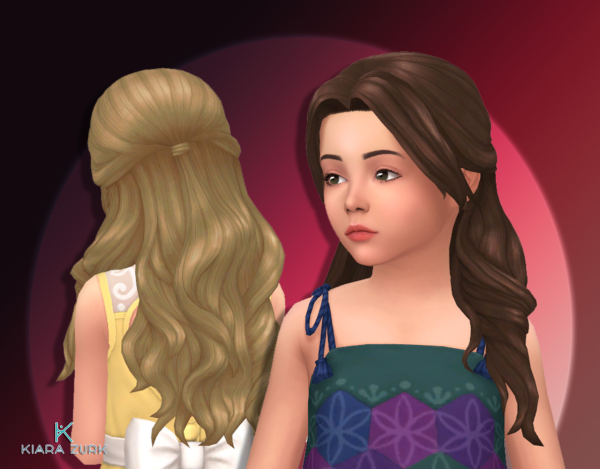 Maxis Match Long Wavy Without Bangs for Girls by simsfinds - The Sims 4 Custom Content