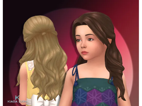 Maxis Match Long Wavy Without Bangs for Girls - The Sims 4 Custom Content