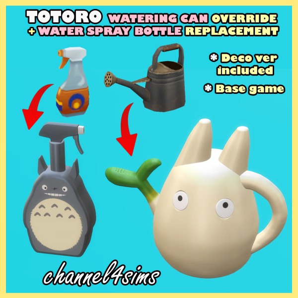 Maxis Match Totoro Watering Can Override Water Spray Bottle Replacement Deco ver by simsfinds - The Sims 4 Custom Content