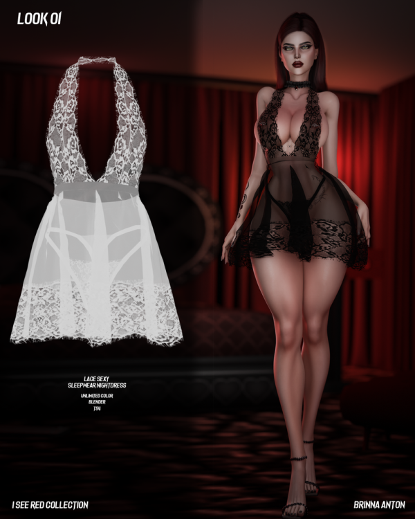 Alpha I SEE RED COLLECTION LOOK01 by simsfinds - The Sims 4 Custom Content