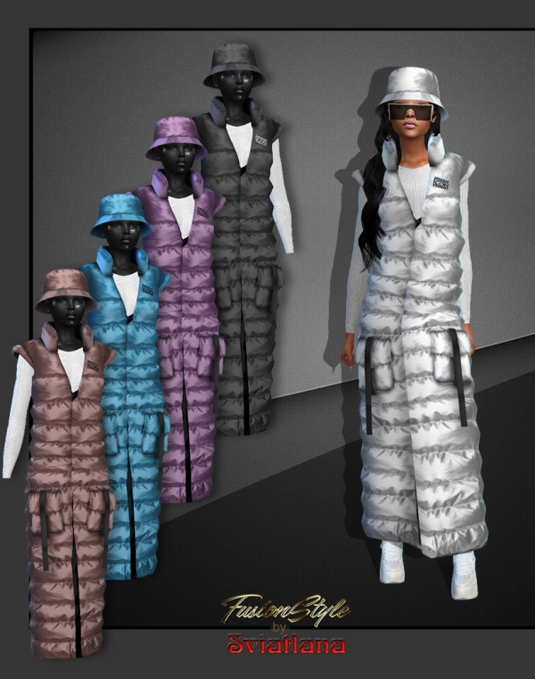 Alpha Sleeveless puffer jacket by fusionstylesims4 - The Sims 4 Custom Content