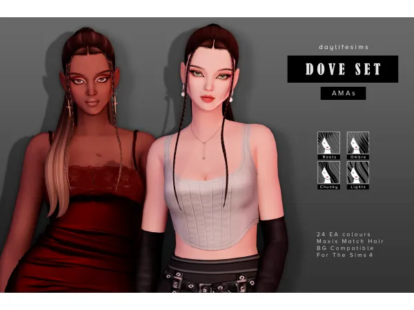 Maxis Match DOVE HAIR SET AMAs by simsfinds - The Sims 4 Custom Content