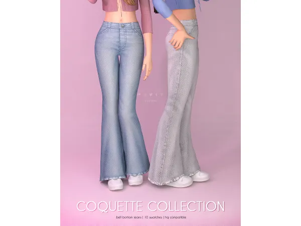 Maxis Match Bell Bottom Jeans Coquette Collection - The Sims 4 Custom Content