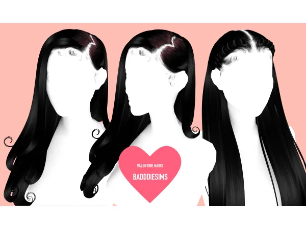 Alpha VALENTINE HAIRS COLLECTION by BadddieSims - The Sims 4 Custom Content