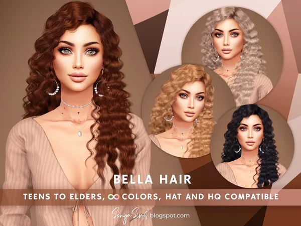 Alpha Bella Hair NOW FREE by simsfinds - The Sims 4 Custom Content