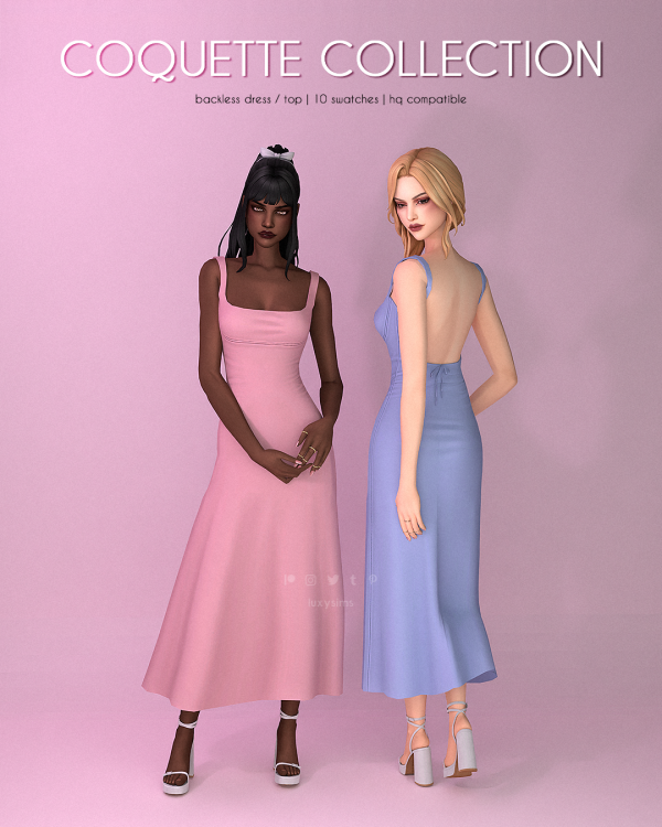 Maxis Match Backless Dress Top Coquette Collection by luxysims - The Sims 4 Custom Content