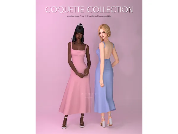Maxis Match Backless Dress Top Coquette Collection - The Sims 4 Custom Content