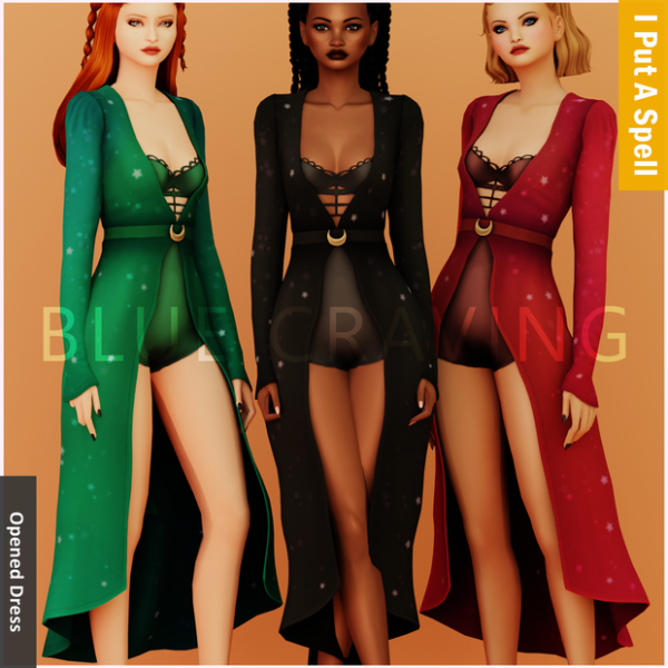 Mix Blue Craving Witch Opened Dress by bluecraving - The Sims 4 Custom Content