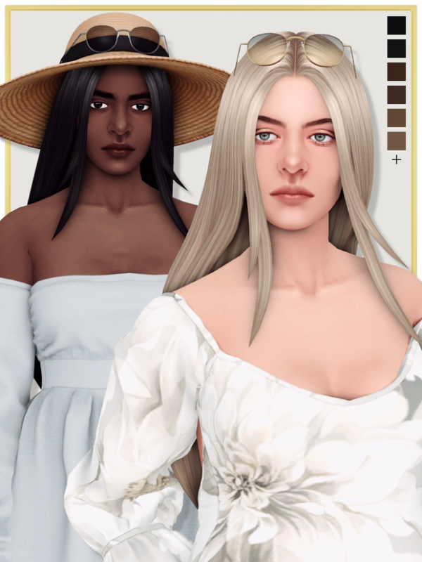 Maxis Match ANGELISTA female hair a sun hat accessory (sun)glasses by simsfinds - The Sims 4 Custom Content