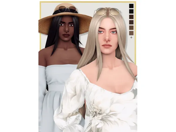 Maxis Match ANGELISTA female hair a sun hat accessory (sun)glasses by laeska - The Sims 4 Custom Content