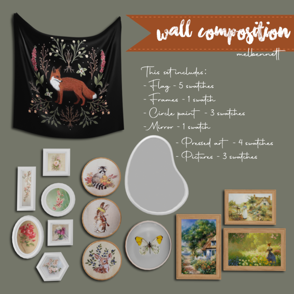 Mix Wall Composition Collection by melbennett - The Sims 4 Custom Content