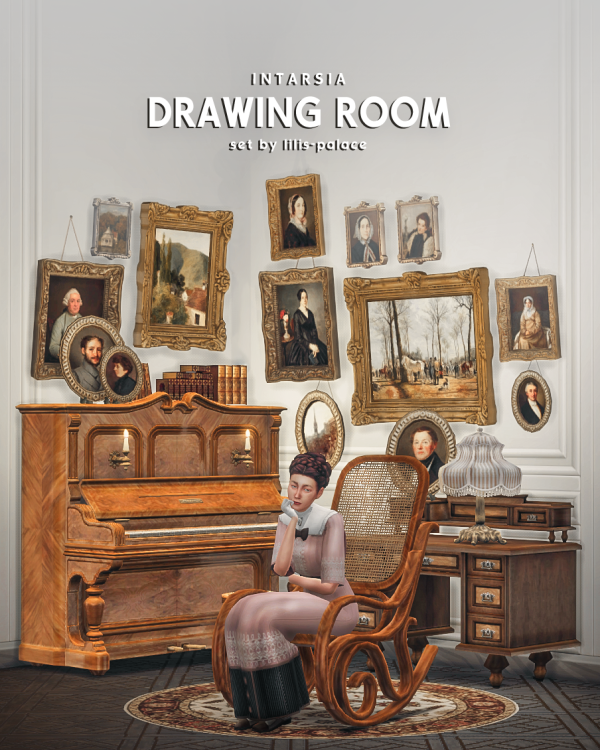 Mix INTARSIA Drawing Room Set by simsfinds - The Sims 4 Custom Content