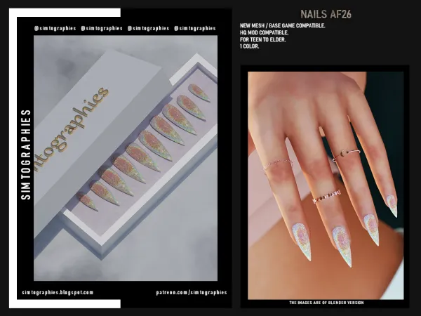 Alpha Nails AF26 by simtographies - The Sims 4 Custom Content