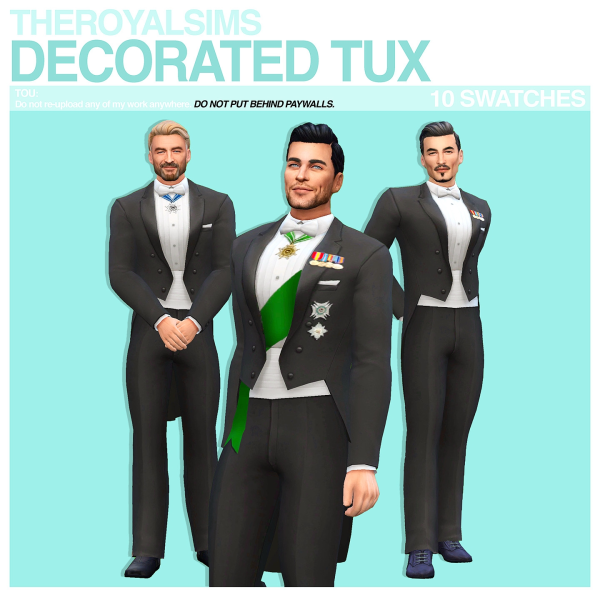 Maxis Match THEROYALSIMS DECORATED TUX by simsfinds - The Sims 4 Custom Content