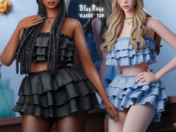 Mix Kaede Ruffles top by bluerose-sims - The Sims 4 custom content