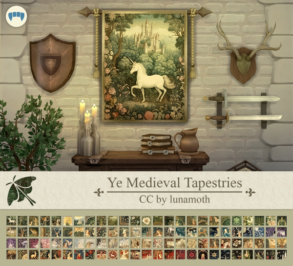 Mix 41884521135631 Ye Medieval Tapestries 41884521135631 by simsfinds - The Sims 4 Custom Content