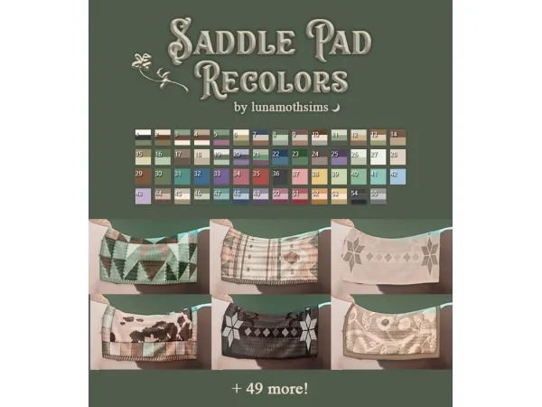 Mix Saddle Pad Recolors by lunamothsims - The Sims 4 Custom Content