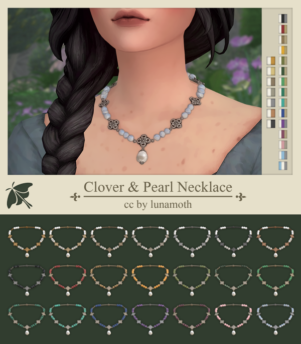 Mix Clover Pearl Necklace by simsfinds - The Sims 4 Custom Content