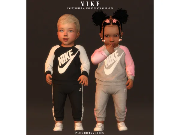 Alpha NIKE sweatshirt sweatpants FEB 2024 (infant) by plumbobsnfries - The Sims 4 Custom Content