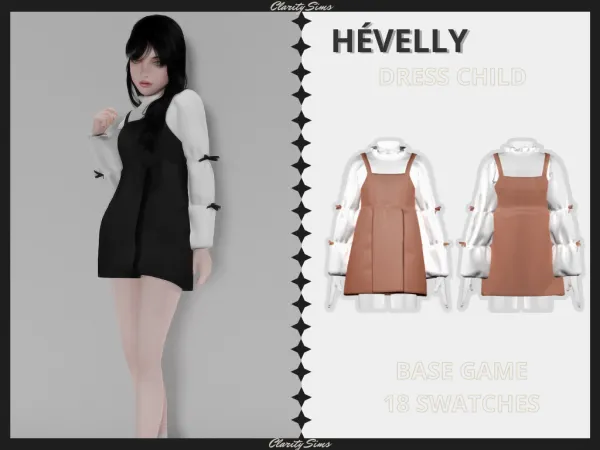 Alpha Hévelly Dress Child by clarity-sims - The Sims 4 Custom Content
