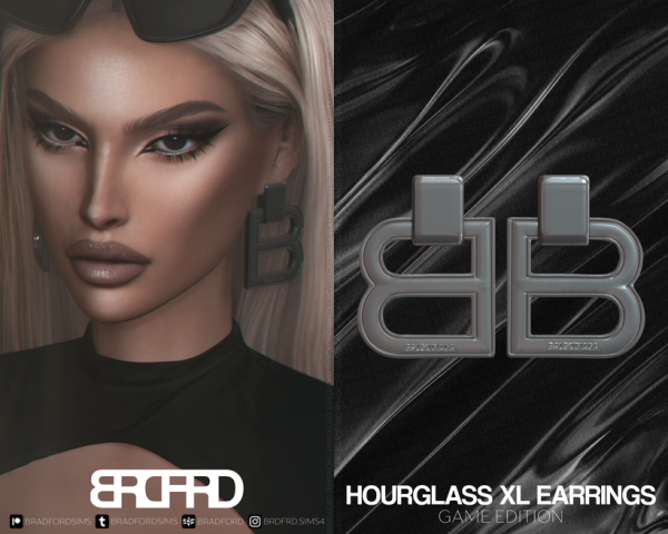 Alpha HOURGLASS XL EARRINGS GAME EDITION by simsfinds - The Sims 4 Custom Content