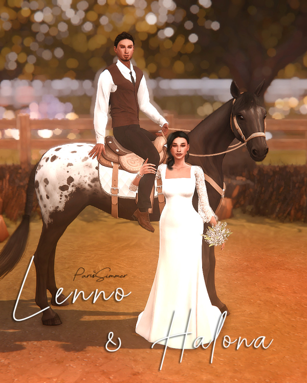 Mix Lenno Halona 10 couple poses for wedding portraits with a horse by simsfinds - The Sims 4 Custom Content