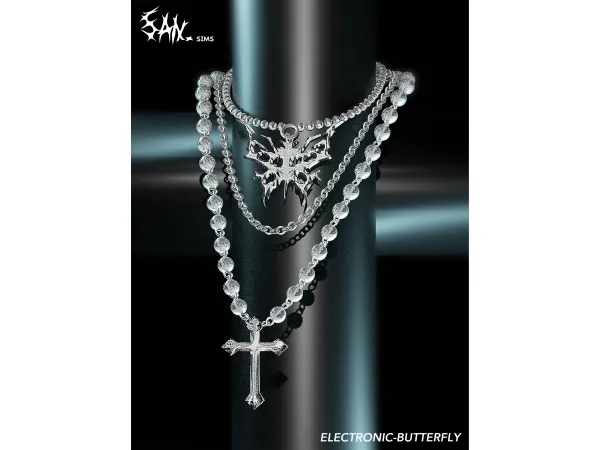 Alpha Electronic Butterfly Necklace by san33 - The Sims 4 Custom Content