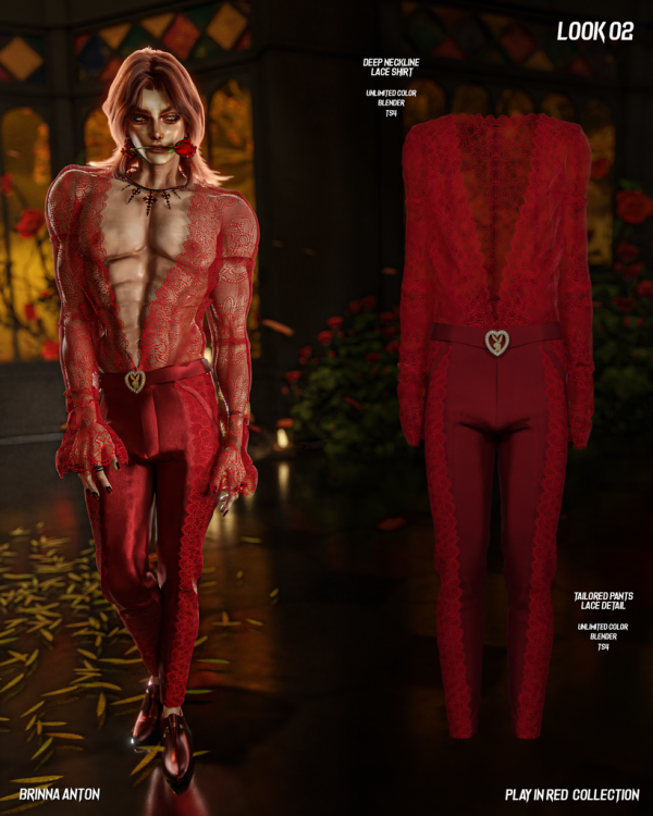 Alpha PLAY IN RED COLLECTION LOOK 02 by simsfinds - The Sims 4 Custom Content