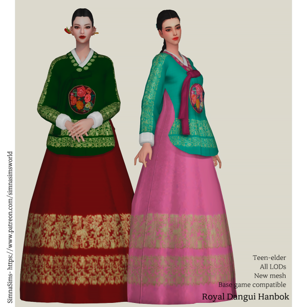 Maxis Match Royal Dangui Hanbok Dress (Maxis Match) by simsfinds - The Sims 4 Custom Content