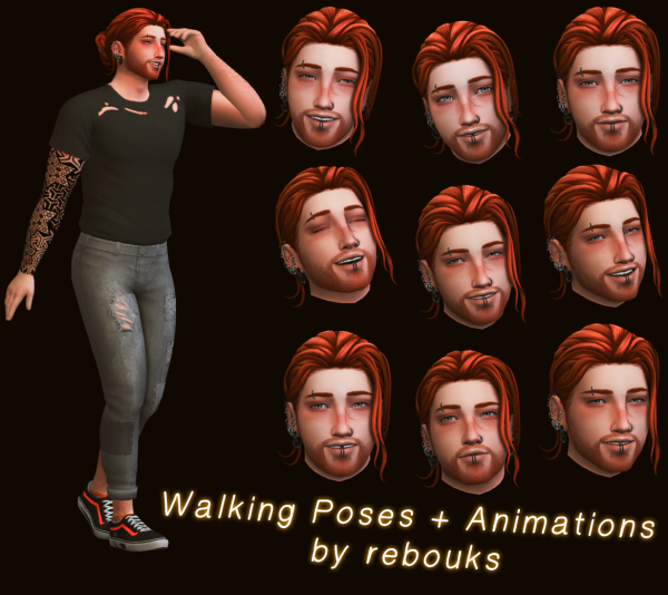 Mix Walking Poses Animations [Happy] by simsfinds - The Sims 4 Custom Content