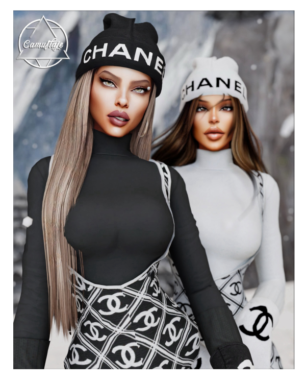 Alpha CHANEL SKI Collection (Female) Beanie Mittens (HatGloves) by simsfinds - The Sims 4 Custom Content