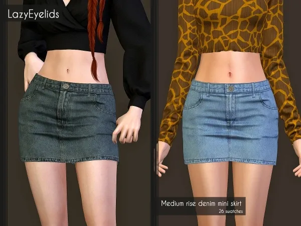 Alpha Medium rise denim mini skirt by lazyeyelids - The Sims 4 Custom Content